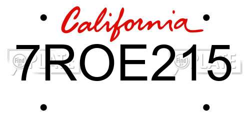 7ROE215 California License Plate