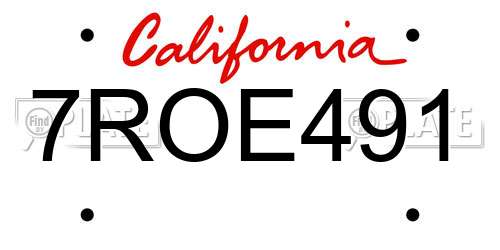 7ROE491 California License Plate