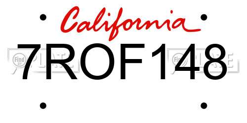 7ROF148 California License Plate