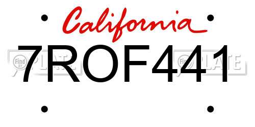 7ROF441 California License Plate