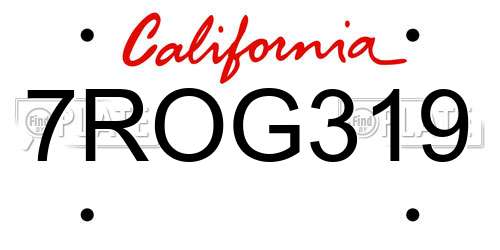 7ROG319 California License Plate