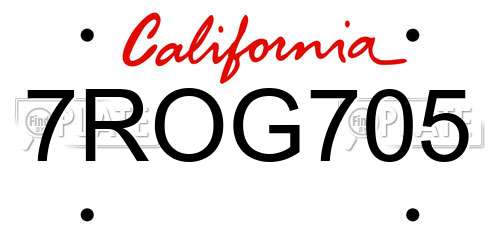 7ROG705 California License Plate