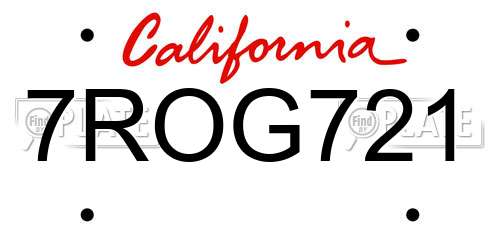 7ROG721 California License Plate