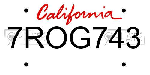 7ROG743 California License Plate