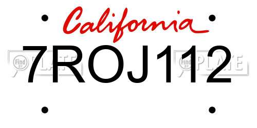 7ROJ112 California License Plate