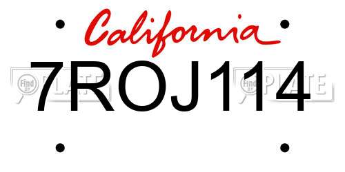 7ROJ114 California License Plate