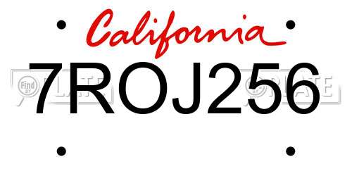 7ROJ256 California License Plate