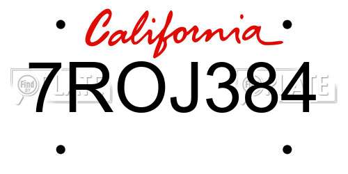 7ROJ384 California License Plate