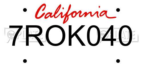 7ROK040 California License Plate