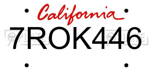 7ROK446 California License Plate