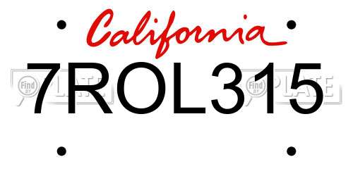 7ROL315 California License Plate