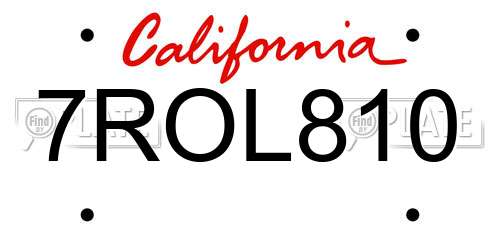 7ROL810 California License Plate