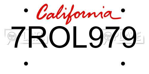 7ROL979 California License Plate