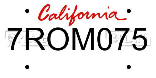 7ROM075 California License Plate
