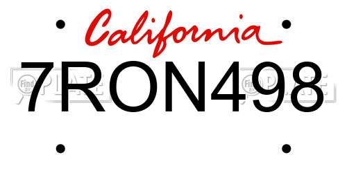 7RON498 California License Plate