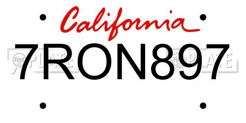 7RON897 California License Plate