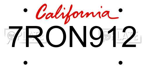 7RON912 California License Plate