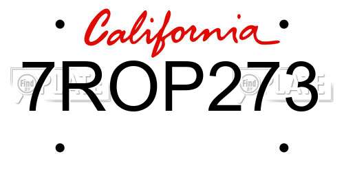 7ROP273 California License Plate