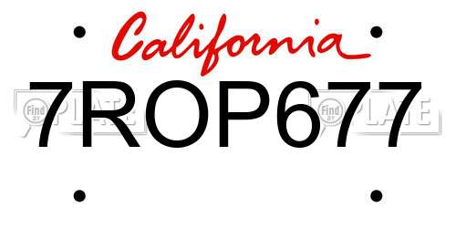7ROP677 California License Plate