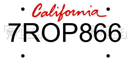 7ROP866 California License Plate