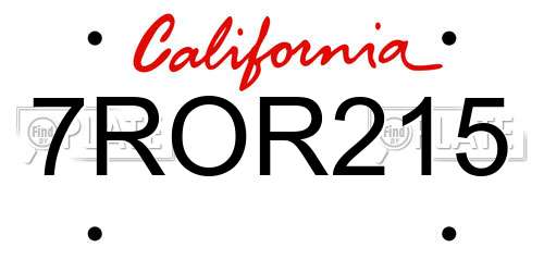 7ROR215 California License Plate