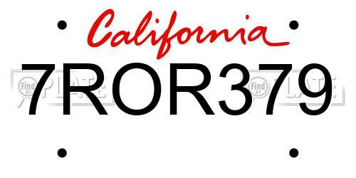 7ROR379 California License Plate