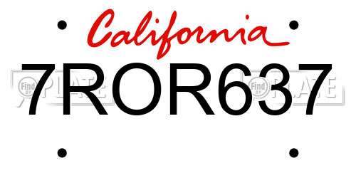 7ROR637 California License Plate