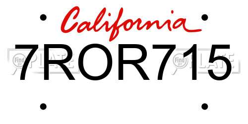 7ROR715 California License Plate