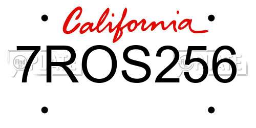 7ROS256 California License Plate