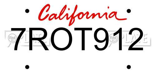 7ROT912 California License Plate