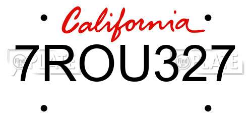 7ROU327 California License Plate