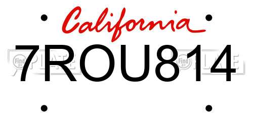 7ROU814 California License Plate