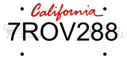 7ROV288 California License Plate