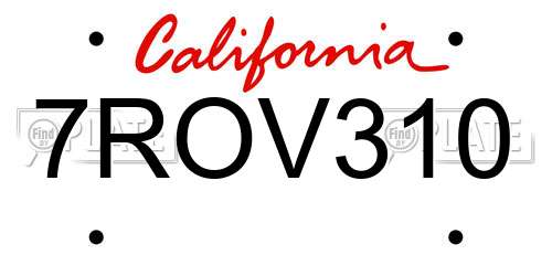 7ROV310 California License Plate