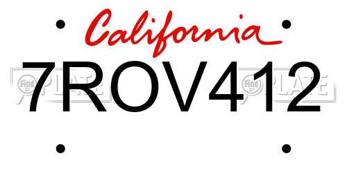 7ROV412 California License Plate