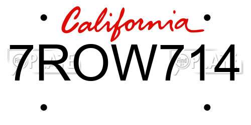 7ROW714 California License Plate