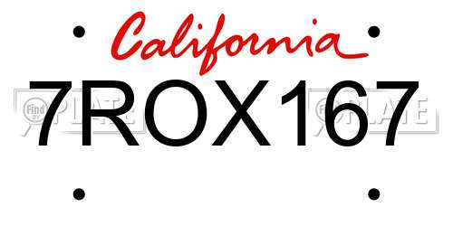 7ROX167 California License Plate