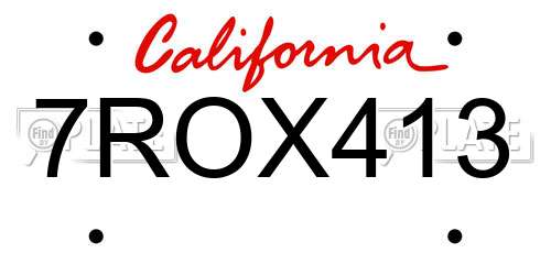 7ROX413 California License Plate