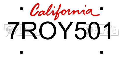 7ROY501 California License Plate