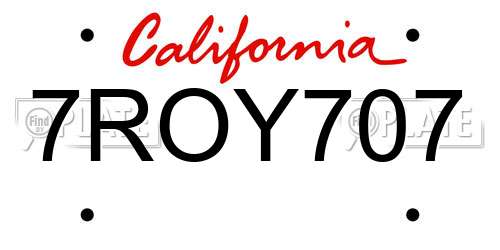 7ROY707 California License Plate