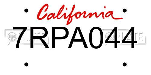 7RPA044 California License Plate