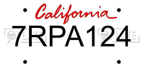 7RPA124 California License Plate