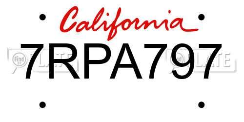7RPA797 California License Plate