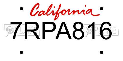 7RPA816 California License Plate