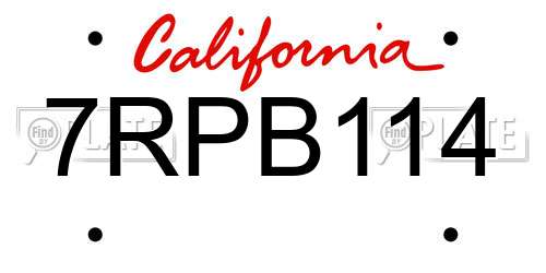 7RPB114 California License Plate
