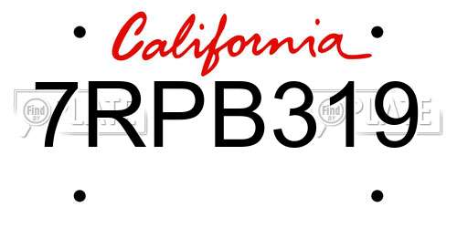 7RPB319 California License Plate