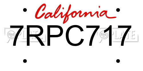 7RPC717 California License Plate