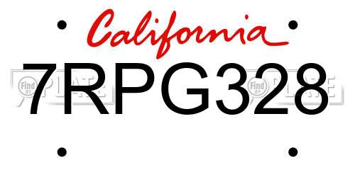 7RPG328 California License Plate
