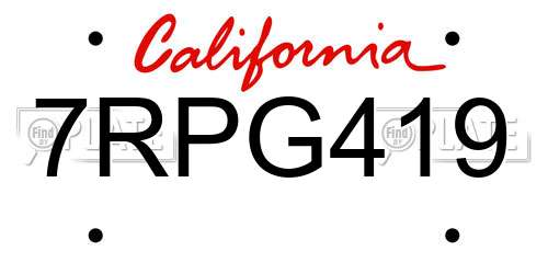 7RPG419 California License Plate