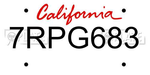 7RPG683 California License Plate